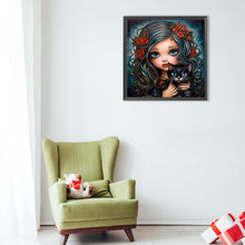 Load image into Gallery viewer, Diamond Painting - Full Round - black cat girl (40*40CM)