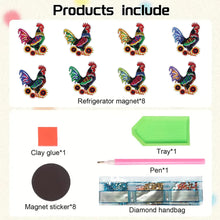 Load image into Gallery viewer, 8Pcs Special Shaped Rooster Diamond Painting Fridge Magnet Fridge Stickers
