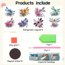 Load image into Gallery viewer, 8Pcs Special Shaped Dragonfly Diamond Painting Fridge Magnet Fridge Stickers