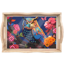 Load image into Gallery viewer, Wooden Cartoon Owl 5D DIY Diamond Painting Serving Tray for Home Decor