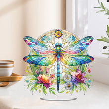 Load image into Gallery viewer, Acrylic Stained Glass Dragonfly Desktop Diamond Art Kits Home Bedroom Decoration