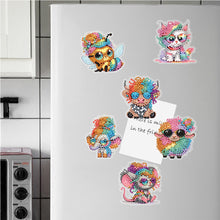 Load image into Gallery viewer, 8Pcs Special Shape Cartoon Animal Diamond Painting Fridge Magnet Fridge Stickers