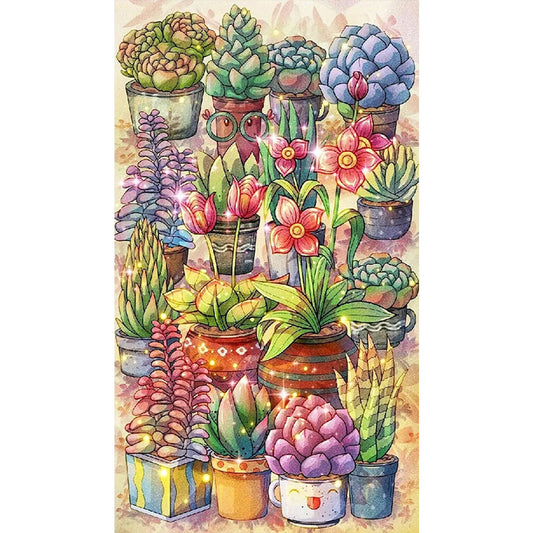 AB Diamond Painting - Full Round - Succulent potted plants (40*70CM)