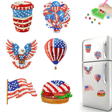 Load image into Gallery viewer, 6Pcs Independence Day Flag Tree Fridge Stickers Diamond Painting Fridge Magnet