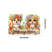 Load image into Gallery viewer, Wooden Cat & Flower Diamond Art Hanging Hooks 3 Hooks Diamond Painting Hook Rail