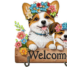 Load image into Gallery viewer, Wooden Cat & Flower Diamond Art Hanging Hooks 3 Hooks Diamond Painting Hook Rail