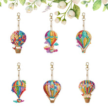 Load image into Gallery viewer, 6Pcs Acrylic Double Sided Colorful Hot Air Balloon Full Drill Keyring for Adults