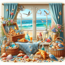 Load image into Gallery viewer, Diamond Painting - Full Round - Sea view outside the window in summer (40*40CM)