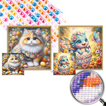 Load image into Gallery viewer, 2pcs AB Diamond Painting - Full Round - kitten dragon (40*40CM)
