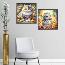 Load image into Gallery viewer, 2pcs AB Diamond Painting - Full Round - kitten dragon (40*40CM)