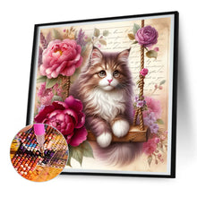 Load image into Gallery viewer, Diamond Painting - Full Round - Cat and peonies (30*30CM)