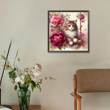 Load image into Gallery viewer, Diamond Painting - Full Round - Cat and peonies (30*30CM)