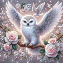 Load image into Gallery viewer, Diamond Painting - Full Round - Owl and white rose (30*30CM)