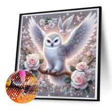 Load image into Gallery viewer, Diamond Painting - Full Round - Owl and white rose (30*30CM)