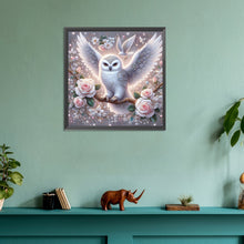 Load image into Gallery viewer, Diamond Painting - Full Round - Owl and white rose (30*30CM)
