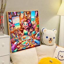 Load image into Gallery viewer, Diamond Painting - Full Round - Happy painting girl (40*40CM)