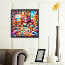 Load image into Gallery viewer, Diamond Painting - Full Round - Happy painting girl (40*40CM)