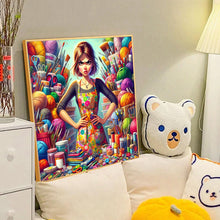 Load image into Gallery viewer, Diamond Painting - Full Round - Confident painting girl (40*40CM)