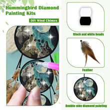 Load image into Gallery viewer, Wolf Feather Wind Chime 5D DIY Diamond Painting Dots Pendant for Home Wall Decor