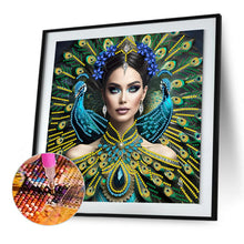 Load image into Gallery viewer, Diamond Painting - Partial Special Shaped - Peacock lady (30*30CM)