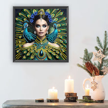 Load image into Gallery viewer, Diamond Painting - Partial Special Shaped - Peacock lady (30*30CM)