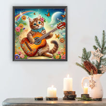 Load image into Gallery viewer, Diamond Painting - Partial Special Shaped - Funny cat playing guitar (30*30CM)