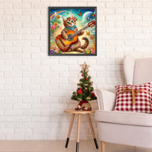 Load image into Gallery viewer, Diamond Painting - Partial Special Shaped - Funny cat playing guitar (30*30CM)