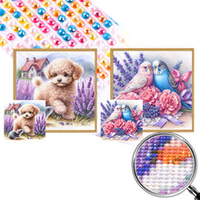 Load image into Gallery viewer, 2pcs AB Diamond Painting - Full Round - lavender poodle parrot (40*40CM)