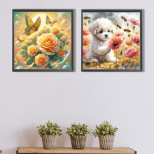Load image into Gallery viewer, 2pcs AB Diamond Painting - Full Round - Champagne Rose Butterfly Poppy Poodle (40*40CM)