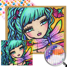 Load image into Gallery viewer, AB Diamond Painting - Full Round - Beautiful girl and dragonfly (50*40CM)