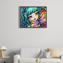 Load image into Gallery viewer, AB Diamond Painting - Full Round - Beautiful girl and dragonfly (50*40CM)