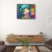 Load image into Gallery viewer, AB Diamond Painting - Full Round - Beautiful girl and dragonfly (50*40CM)
