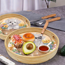 Load image into Gallery viewer, Wooden Cartoon Round Diamond Decorative Serving Tray for Desk Coffee Table