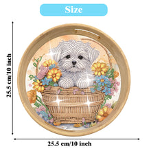 Load image into Gallery viewer, Wooden Cartoon Round Diamond Decorative Serving Tray for Desk Coffee Table