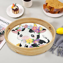 Load image into Gallery viewer, Wooden Cartoon Round Diamond Decorative Serving Tray for Desk Coffee Table