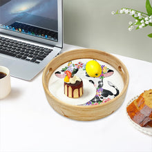 Load image into Gallery viewer, Wooden Cartoon Round Diamond Decorative Serving Tray for Desk Coffee Table