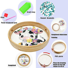 Load image into Gallery viewer, Wooden Cartoon Round Diamond Decorative Serving Tray for Desk Coffee Table