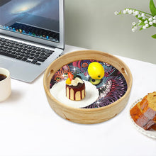Load image into Gallery viewer, Wooden Cartoon Round Diamond Decorative Serving Tray for Desk Coffee Table