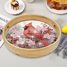 Load image into Gallery viewer, Wooden Cartoon Round Diamond Decorative Serving Tray for Desk Coffee Table
