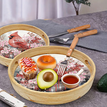 Load image into Gallery viewer, Wooden Cartoon Round Diamond Decorative Serving Tray for Desk Coffee Table