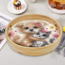 Load image into Gallery viewer, Wooden Cartoon Round Diamond Decorative Serving Tray for Desk Coffee Table