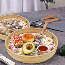 Load image into Gallery viewer, Wooden Cartoon Round Diamond Decorative Serving Tray for Desk Coffee Table