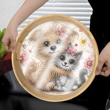 Load image into Gallery viewer, Wooden Cartoon Round Diamond Decorative Serving Tray for Desk Coffee Table