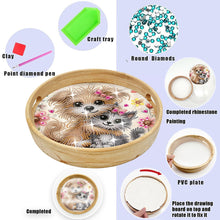 Load image into Gallery viewer, Wooden Cartoon Round Diamond Decorative Serving Tray for Desk Coffee Table