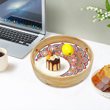 Load image into Gallery viewer, Wooden Cartoon Round Diamond Decorative Serving Tray for Desk Coffee Table