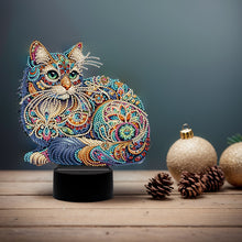 Load image into Gallery viewer, Animal Diamond Painting Night Light 5D DIY Diamond Painting Lamp (Cat)