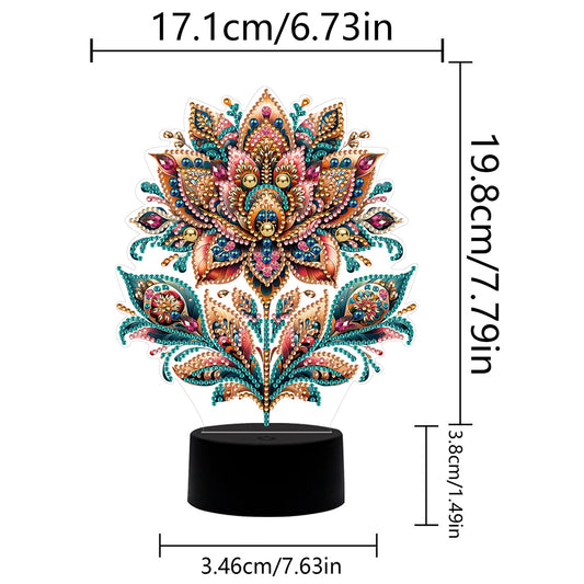 Flower Diamond Painting Night Light 5D DIY Diamond Painting Lamp (Flower B)