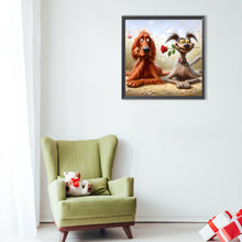 Load image into Gallery viewer, Diamond Painting - Full Round - Puppy with flower in mouth (40*40CM)