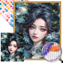 Load image into Gallery viewer, AB Diamond Painting - Full Round - Beautiful girl among flowers (40*50CM)