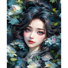 Load image into Gallery viewer, AB Diamond Painting - Full Round - Beautiful girl among flowers (40*50CM)